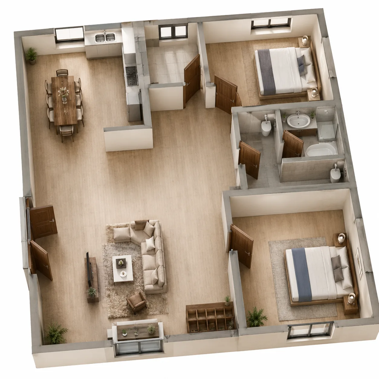 2D -> 3D户型展示图