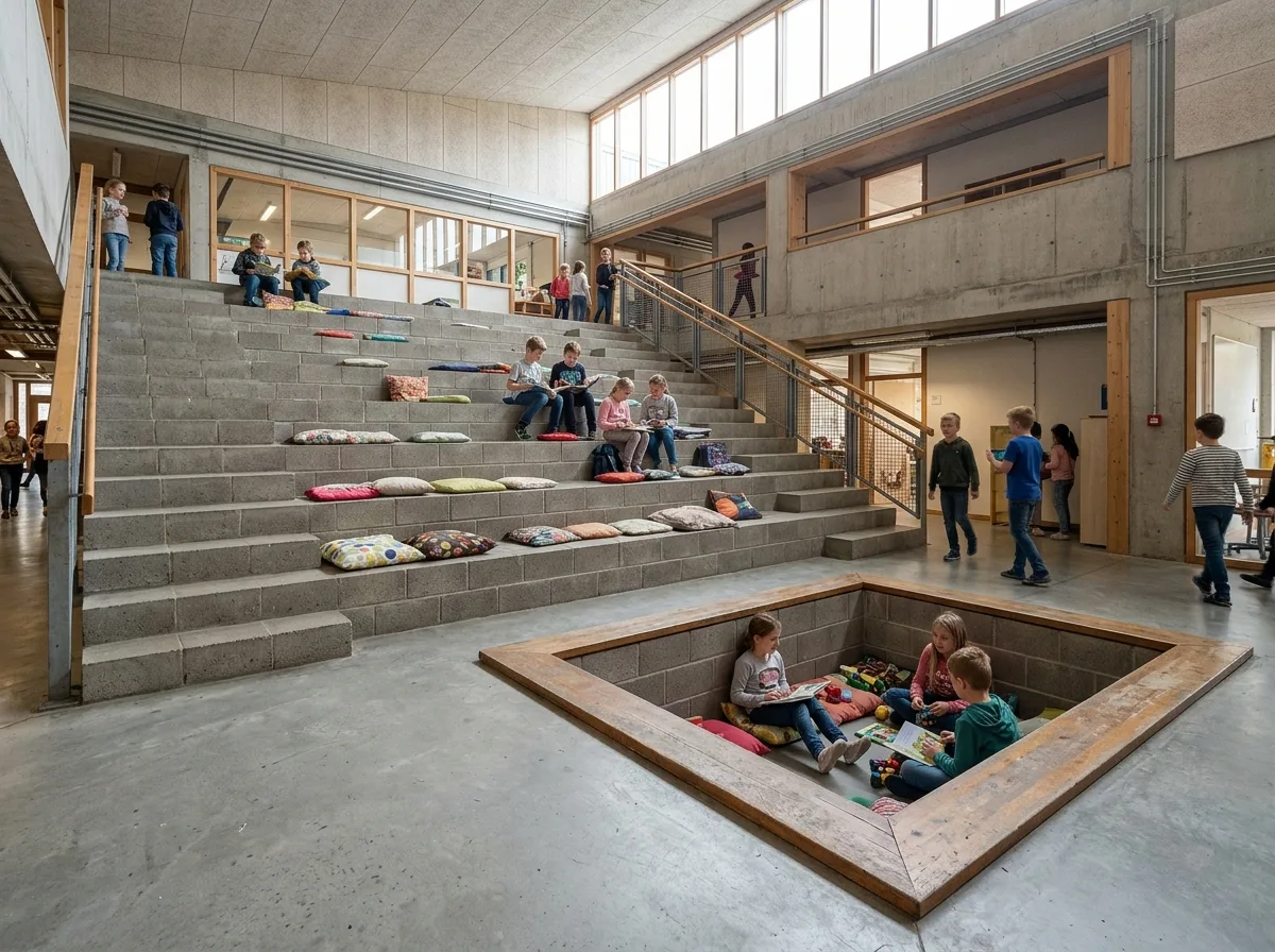 Occupiable Stairs: Seating Steps and Platforms in School Atria
