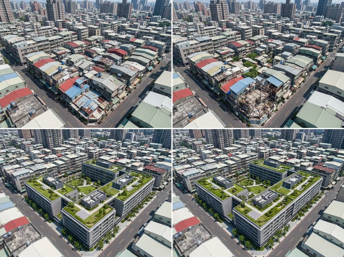 Aerial View Before and After: Changes in Street Texture