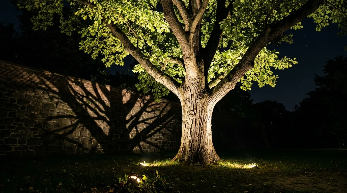 Uplighting Trees: Branch Shadows Cast Upward from Below