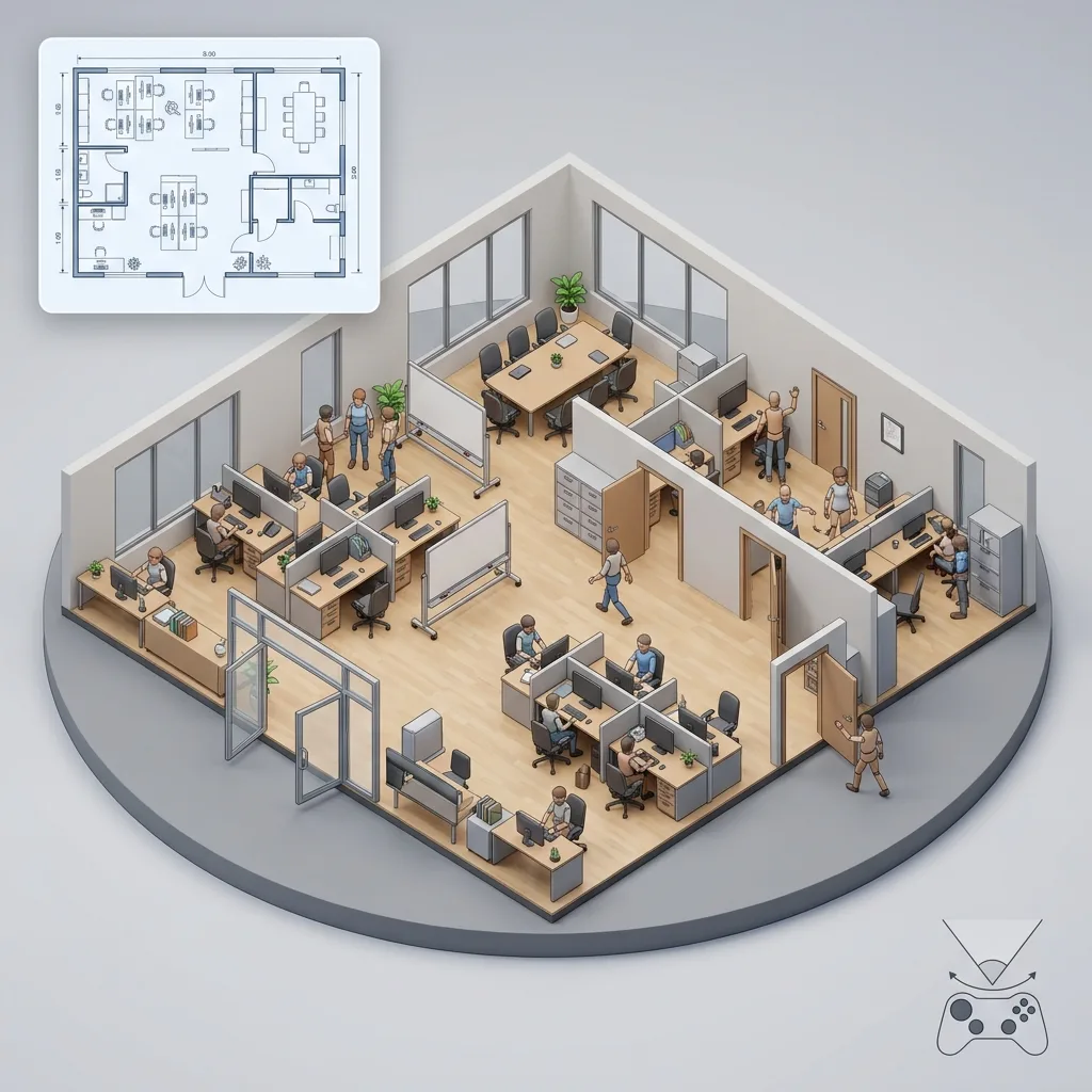 Walkable Office with Blueprint View