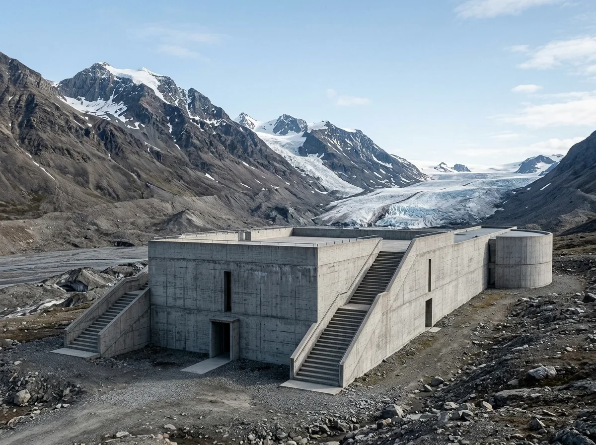 Glacier Museum: Climbable Concrete Volumes and Viewing Terraces