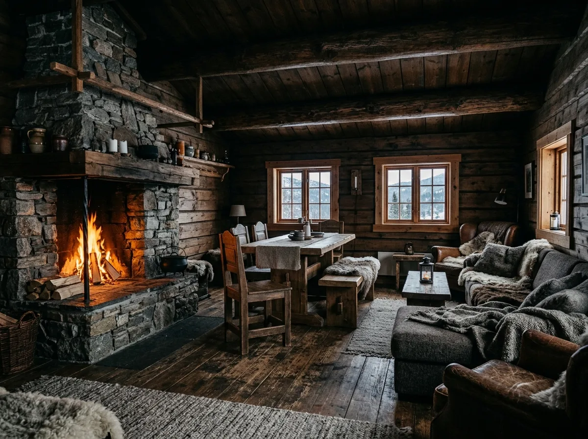 ノルウェー：粗木、石、山小屋