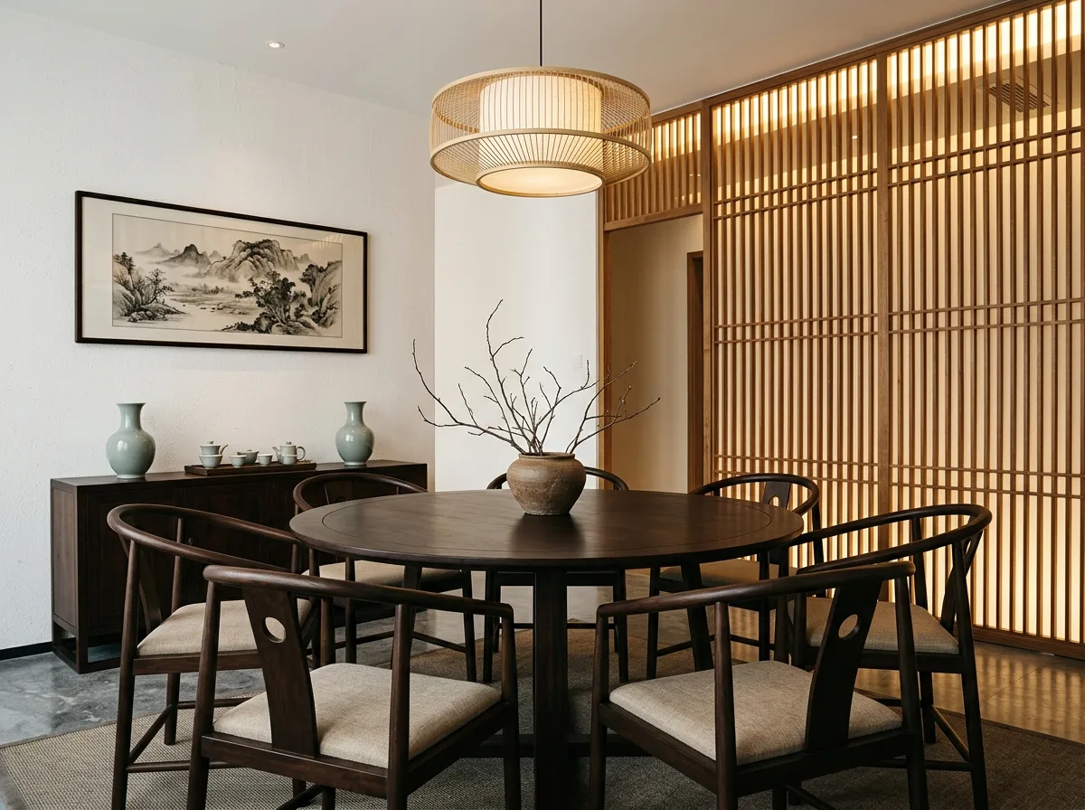 Taiwanese New Chinese Style · Dining Room: Round Table and Symmetrical Order