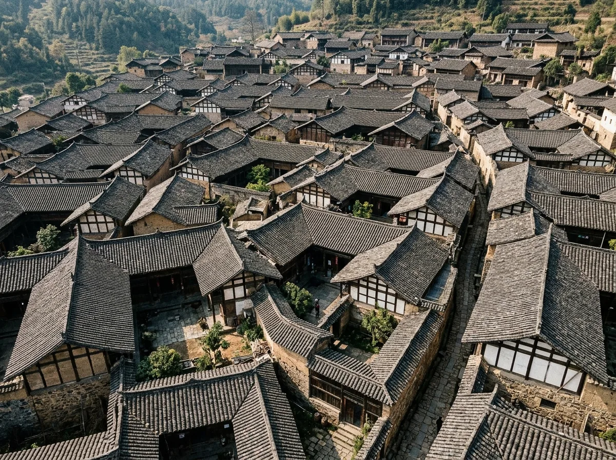 Hanok Townhouse: Curved Tile Roofs and Courtyards