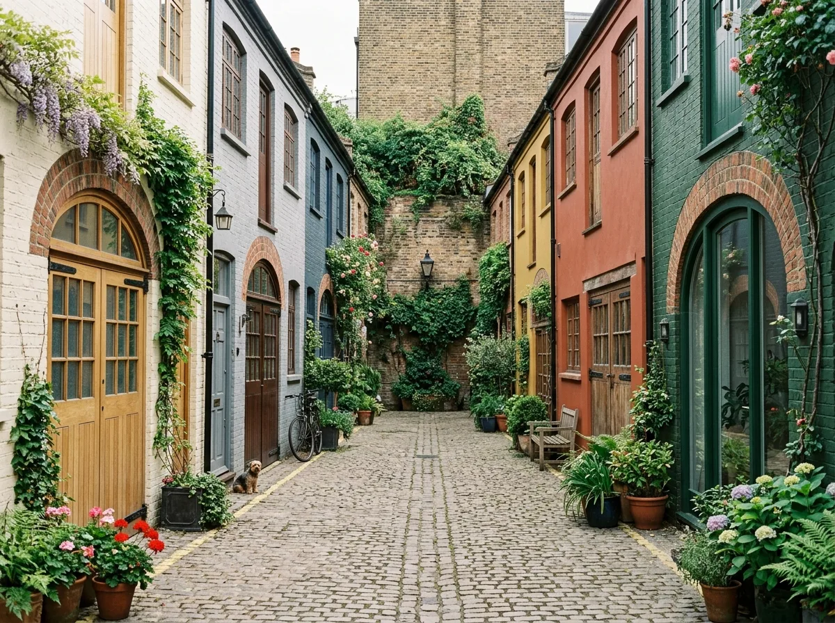 Mews Renovation: Low Terraced Houses on Both Sides of a Narrow Alley