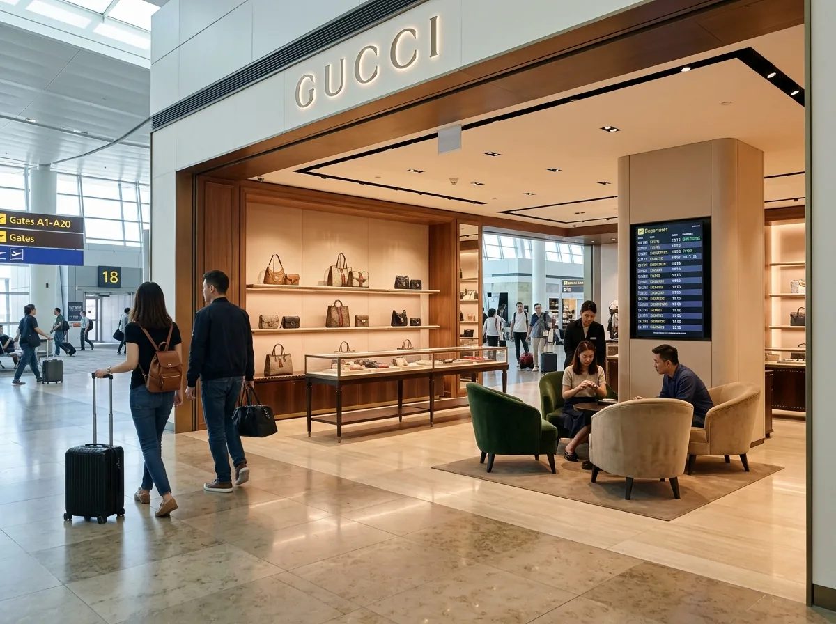 Airport Duty-Free Boutique: Person with Luggage