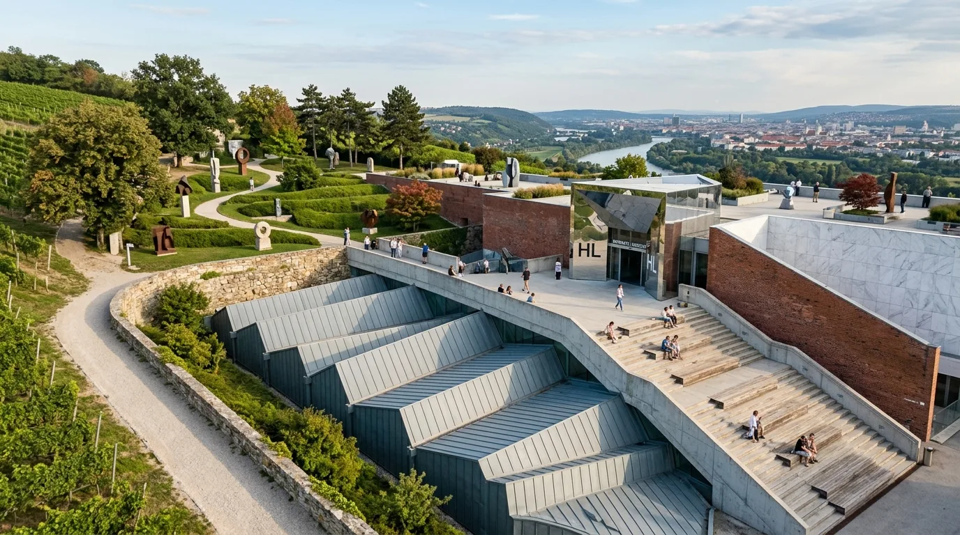 Museum Embedded in a Slope: Rooftop Terrace and Stair Plaza