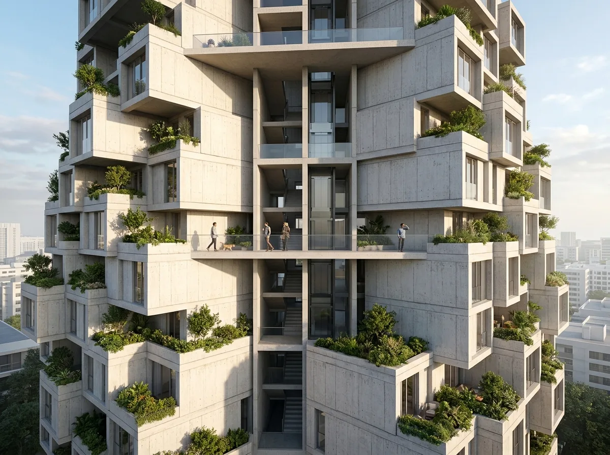 Aerial Streets of Vertical Villages: Stepped Terraces and Connecting Bridges
