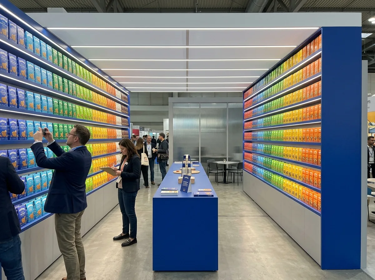 Food Exhibition・Packaging Display Wall: Neatly Arranged Items