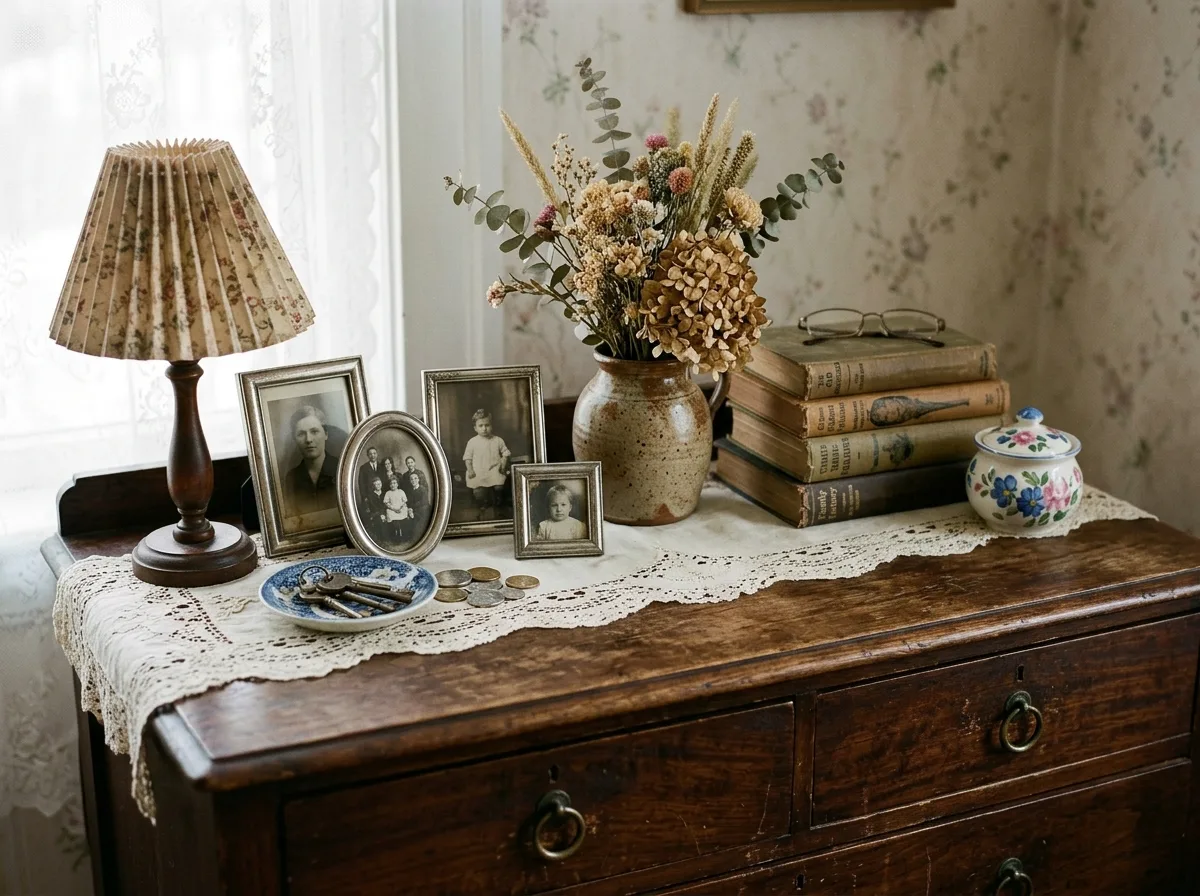 The Top of an Old Wooden Cabinet: Always Something on It