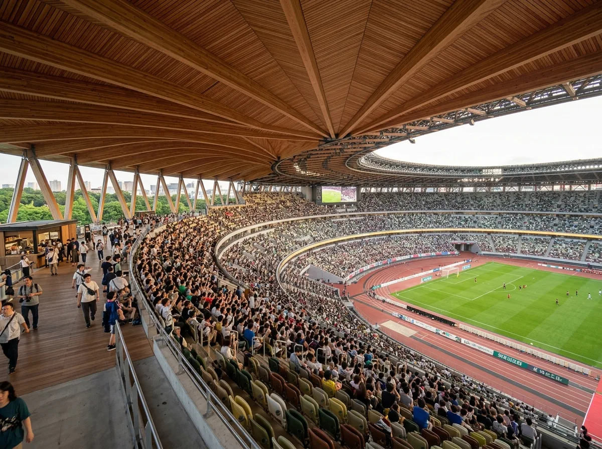 Stadium Interiors: Warm Wood Ceilings and Naturally Ventilated Grandstands