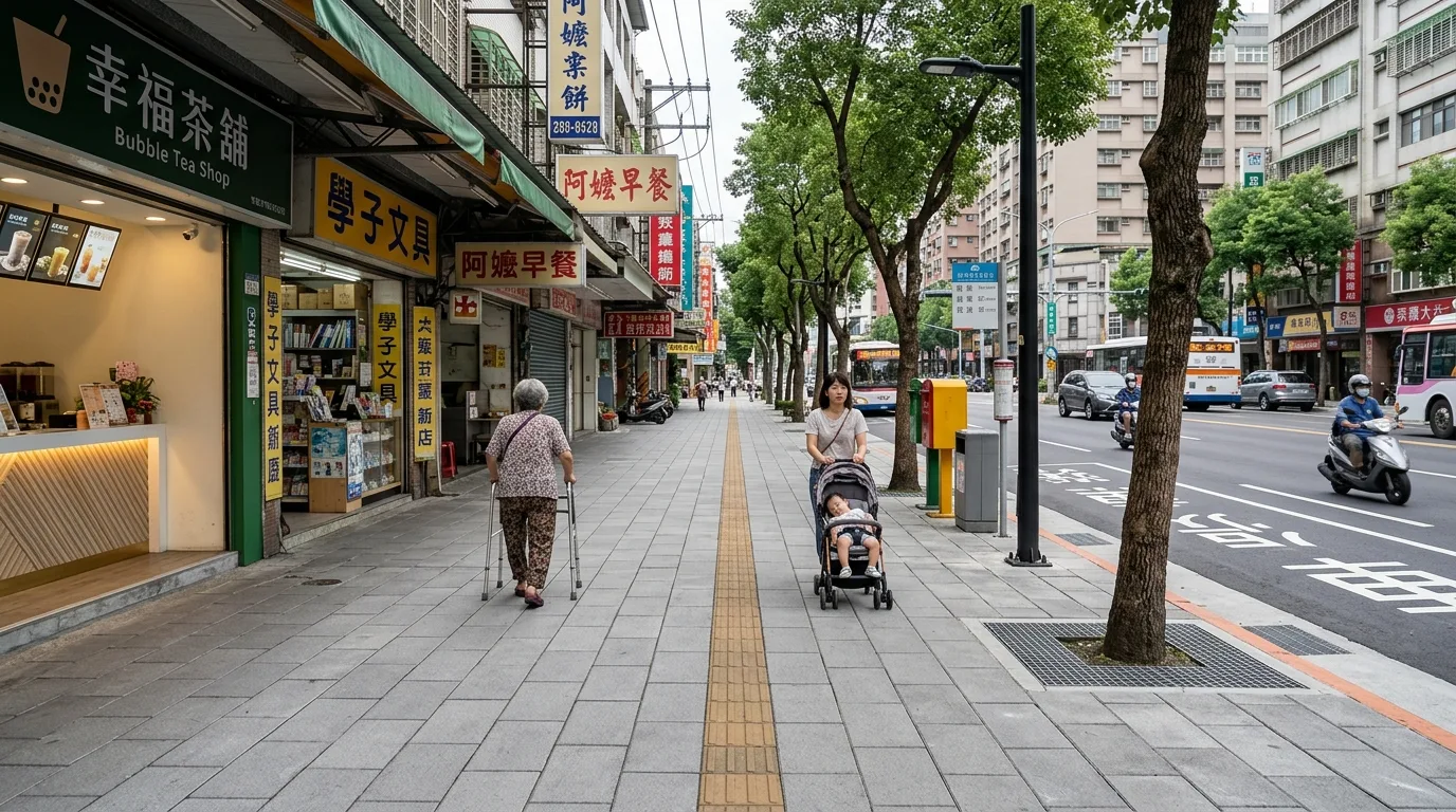 歩道拡幅：断面再編 1.3メートルから3.3メートルへ
