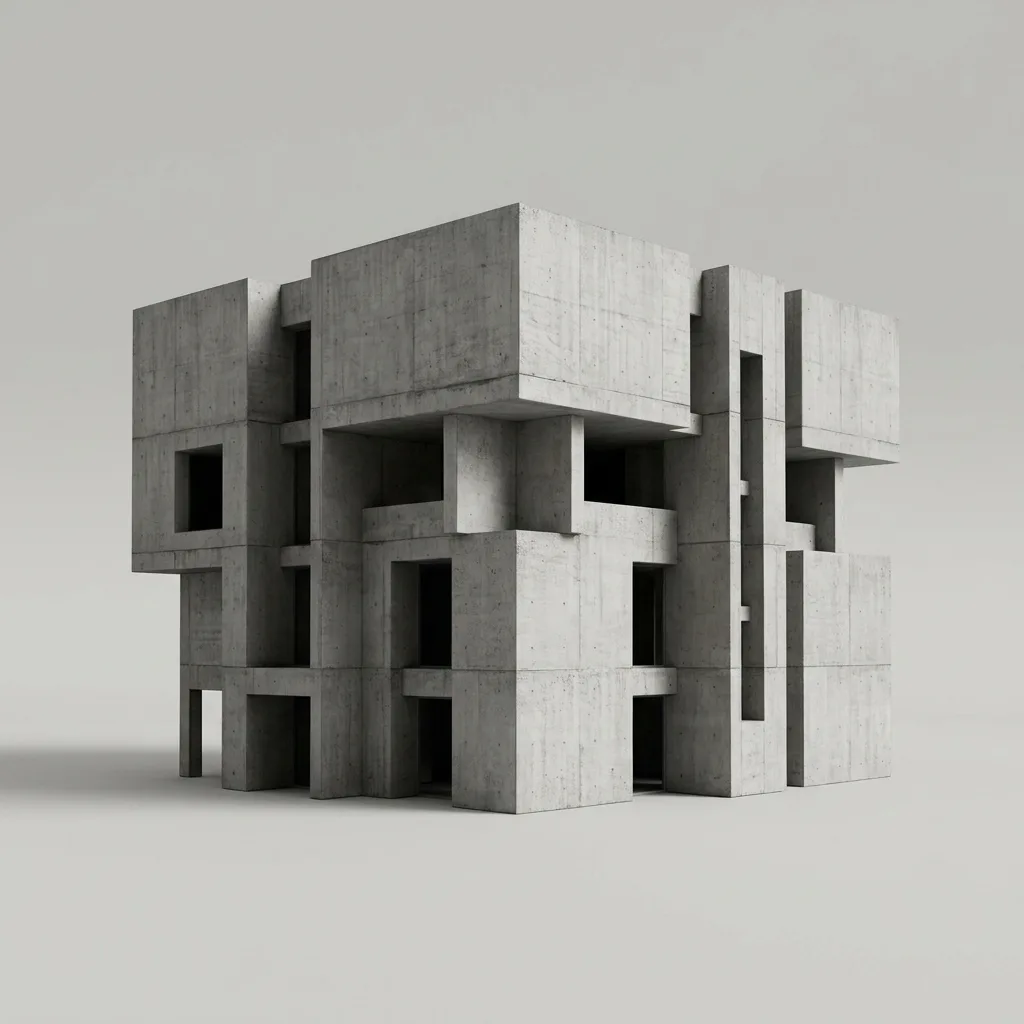 Brutalist Municipal Building Massing