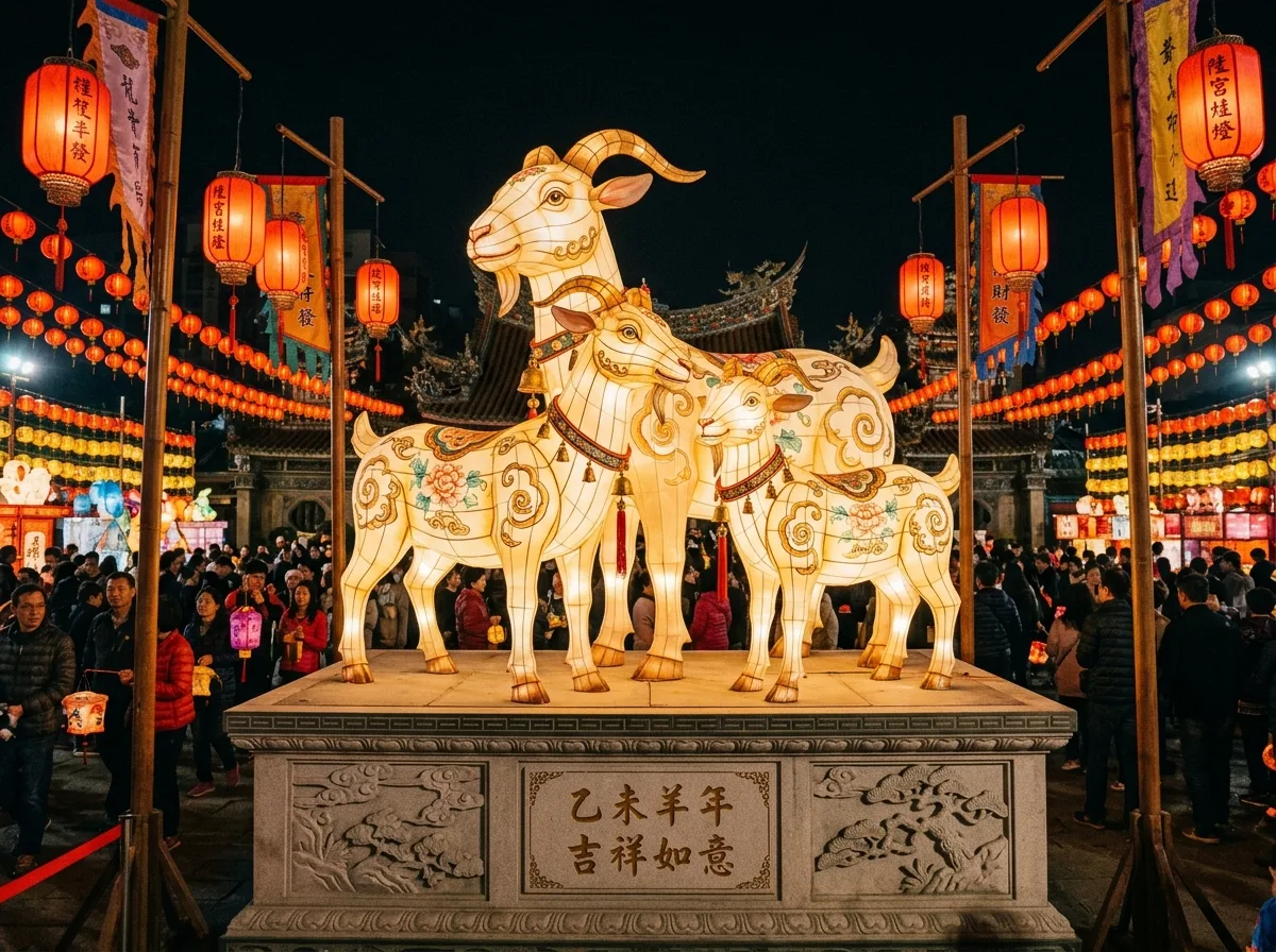 Year of the Sheep Main Lantern · Traditional Style: Sanyang Kaitai and Auspicious Patterns