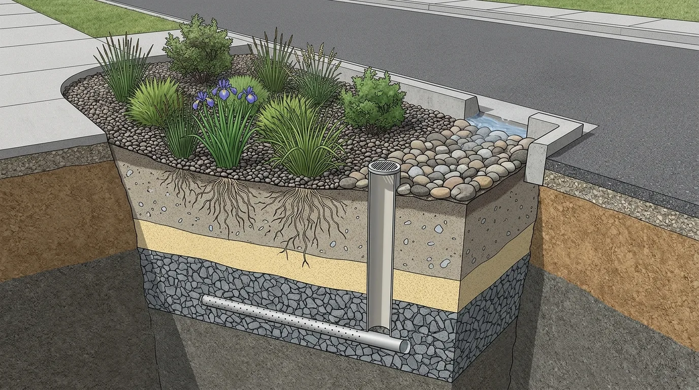 Rain Garden Cross-Section: Water Layer by Layer