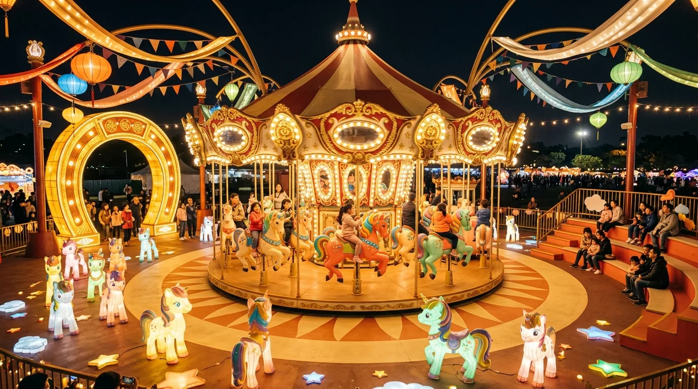 Year of the Horse Lantern Zone・Cartoon Style: Carousel Plaza and Ribbons