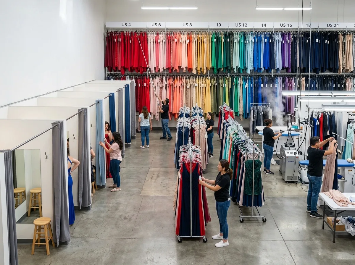 Formal Gown Rental Store: High-Density Display and Quick Try-ons