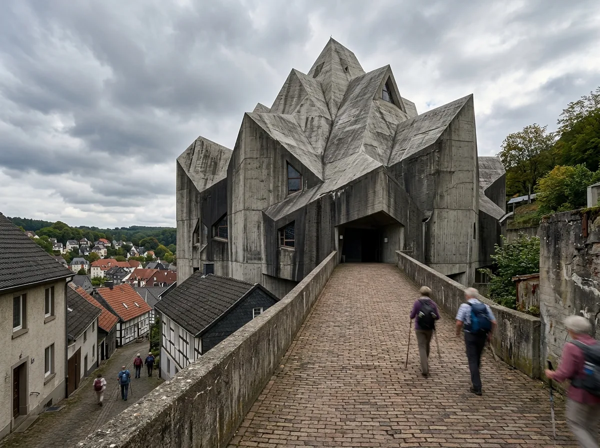 Folded Plate Concrete Pilgrimage Church: A Mountain-like Form
