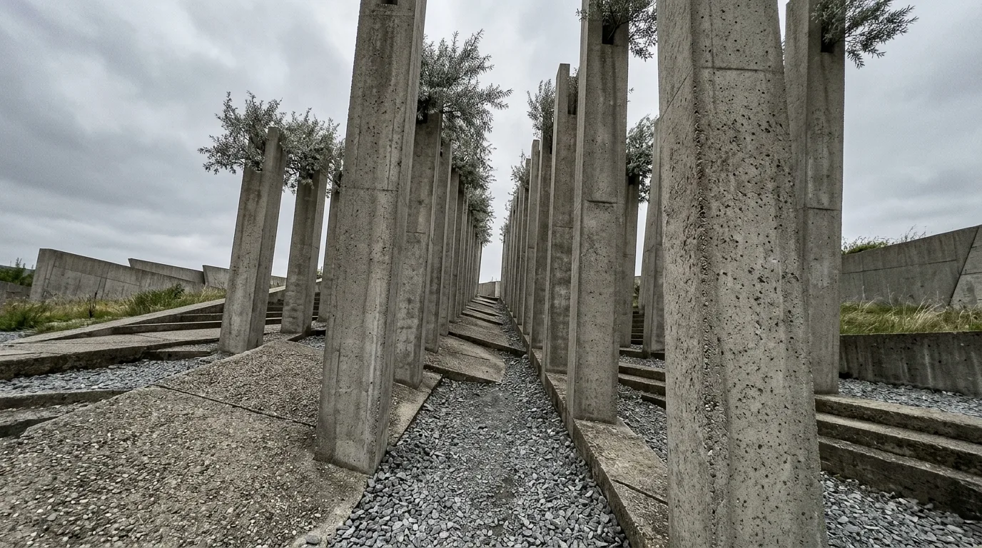 The Divided Garden: Inclined Column Array and Unbalanced Ground