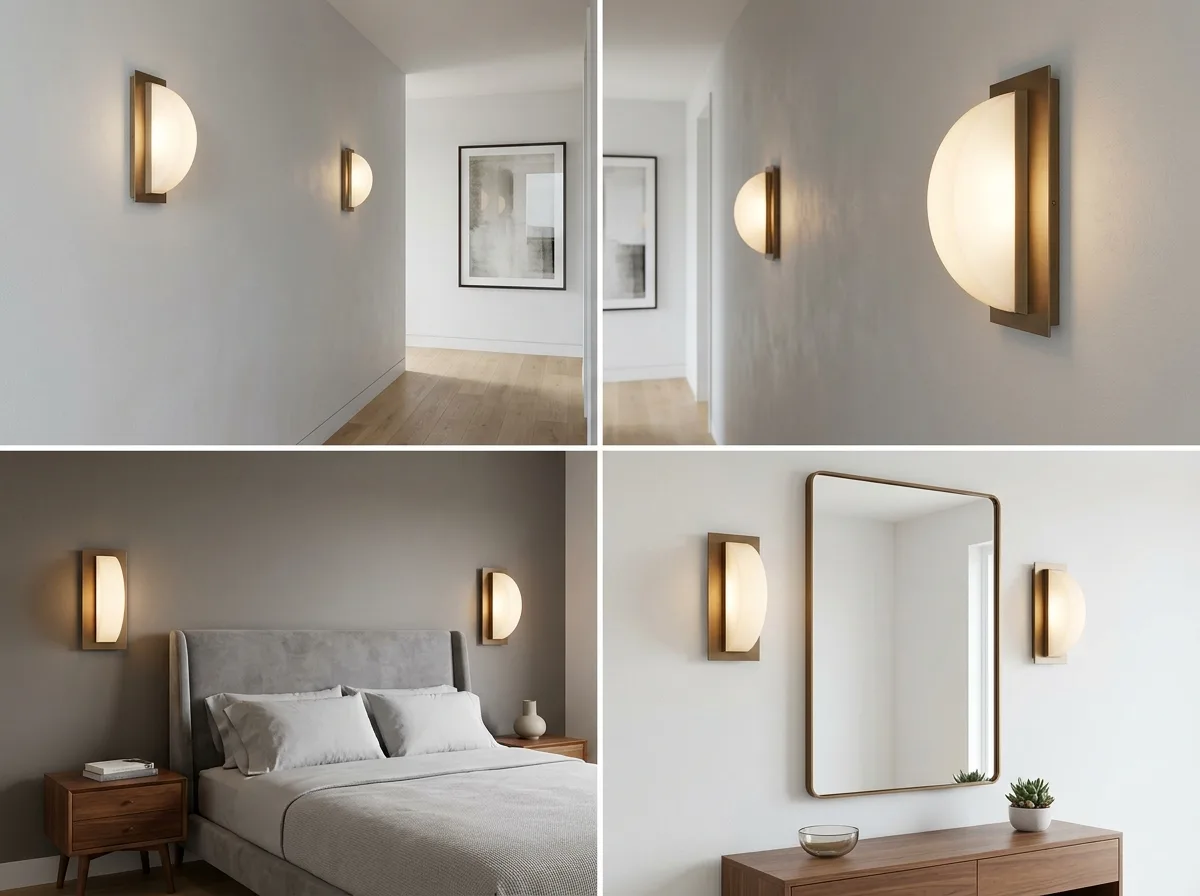 Wall lamps in a set: the same model repeated three times