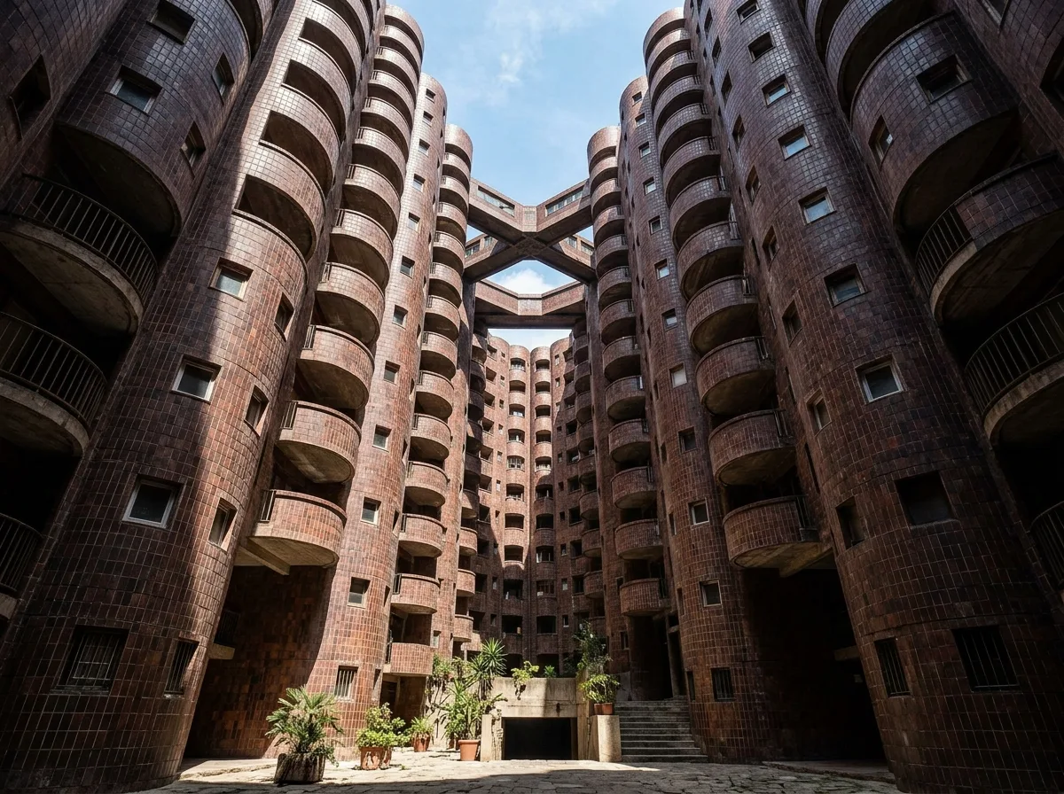 Curved Facades of Vertical Cities: Concave-Convex Units and Internal Courtyards
