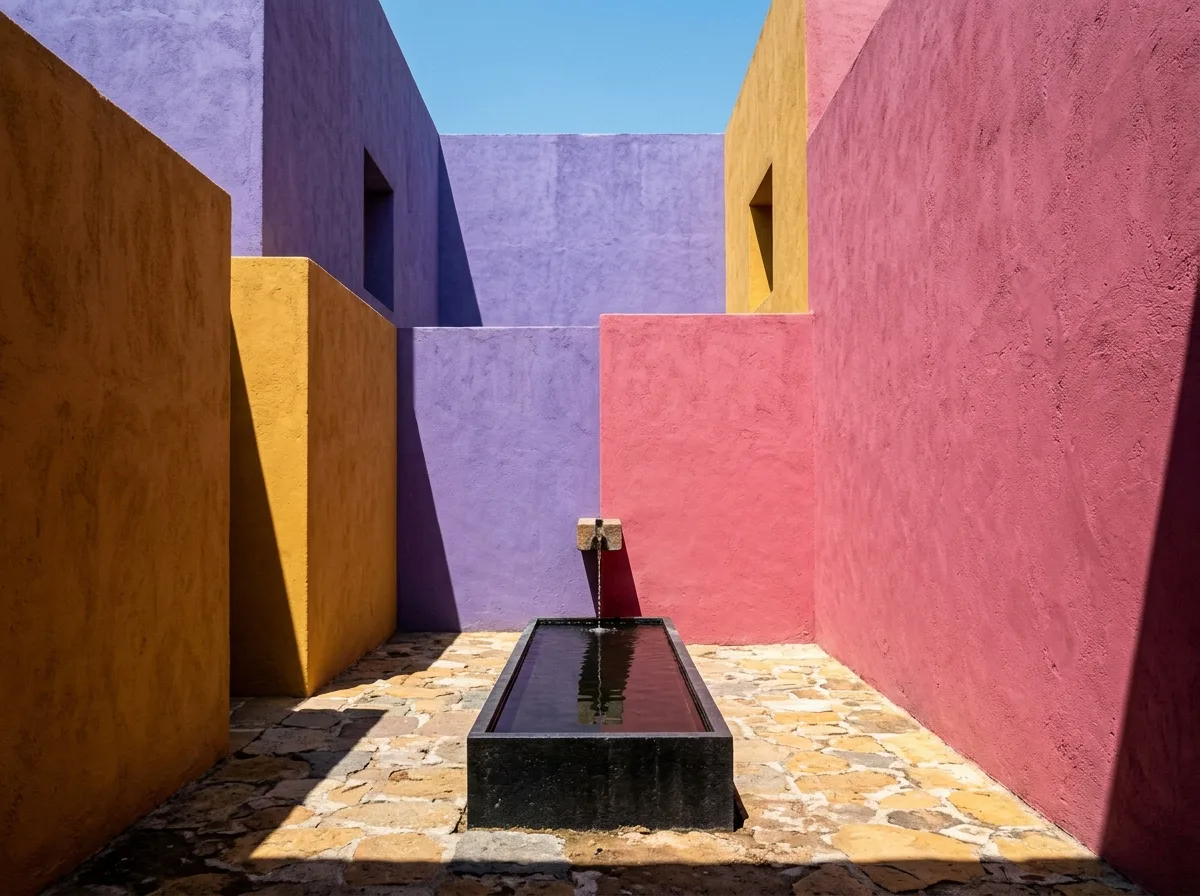 Walls of Emotion: A Courtyard of Color, Water, and Silence