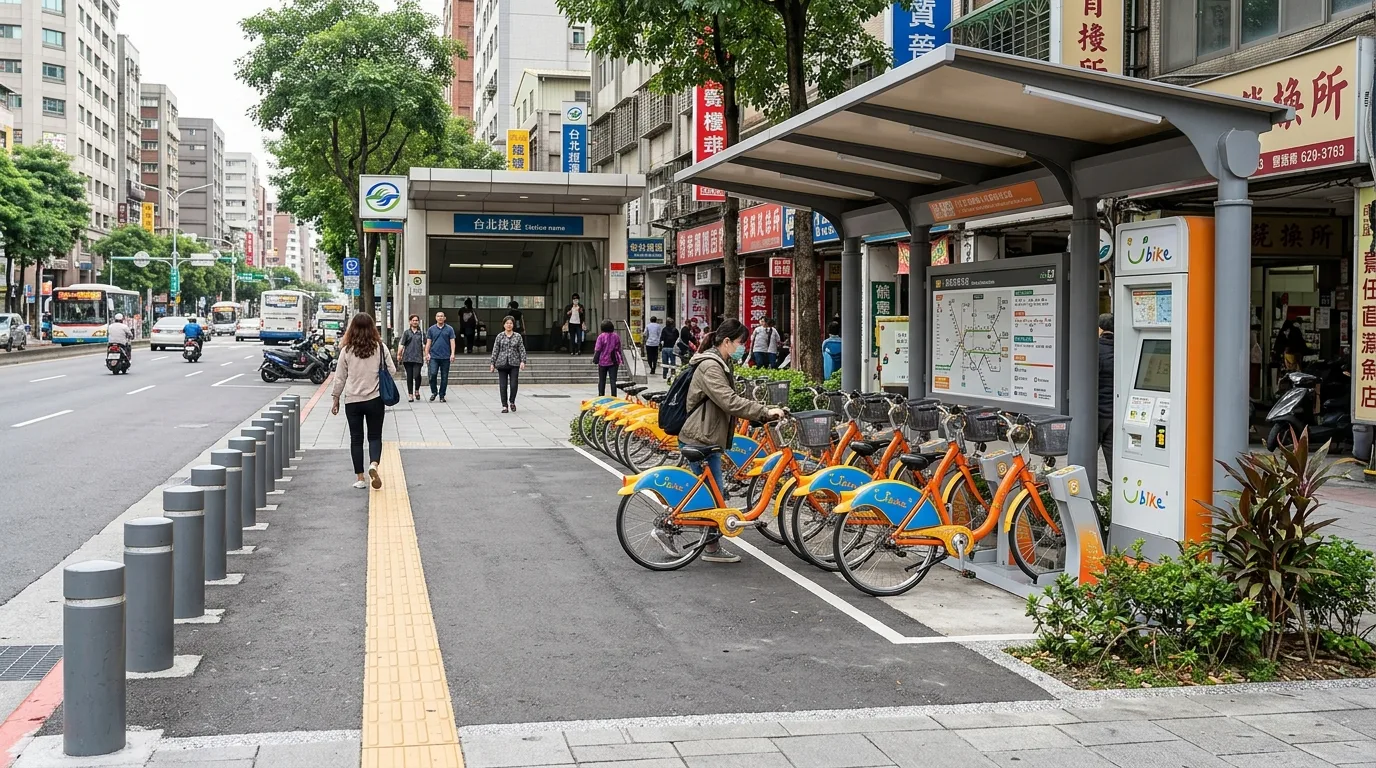 Shared Bicycle Stations and Pedestrian Interface: Parking Without Impeding Passageways