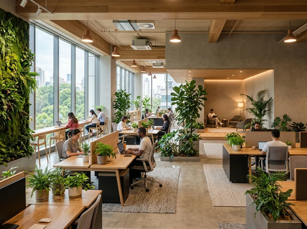 亲近自然的办公空间：绿植与视线距离