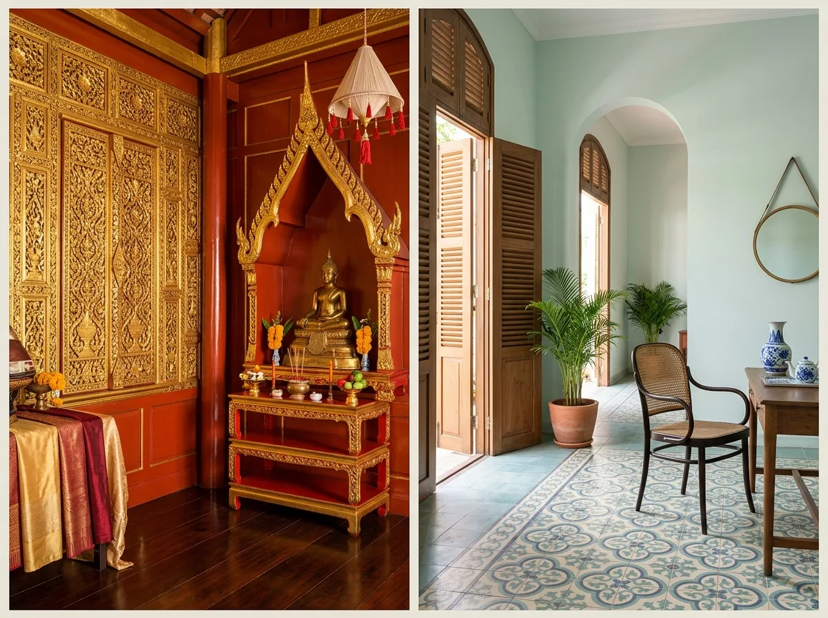 Thai vs. Vietnamese: Gold and Mosaic Tiles
