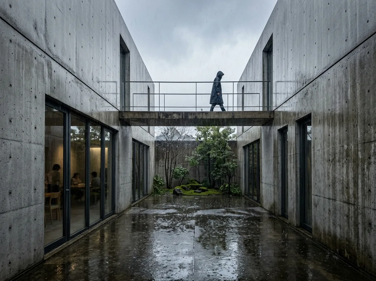 Open-Air Atrium: Letting Rain and Wind Enter Daily Life