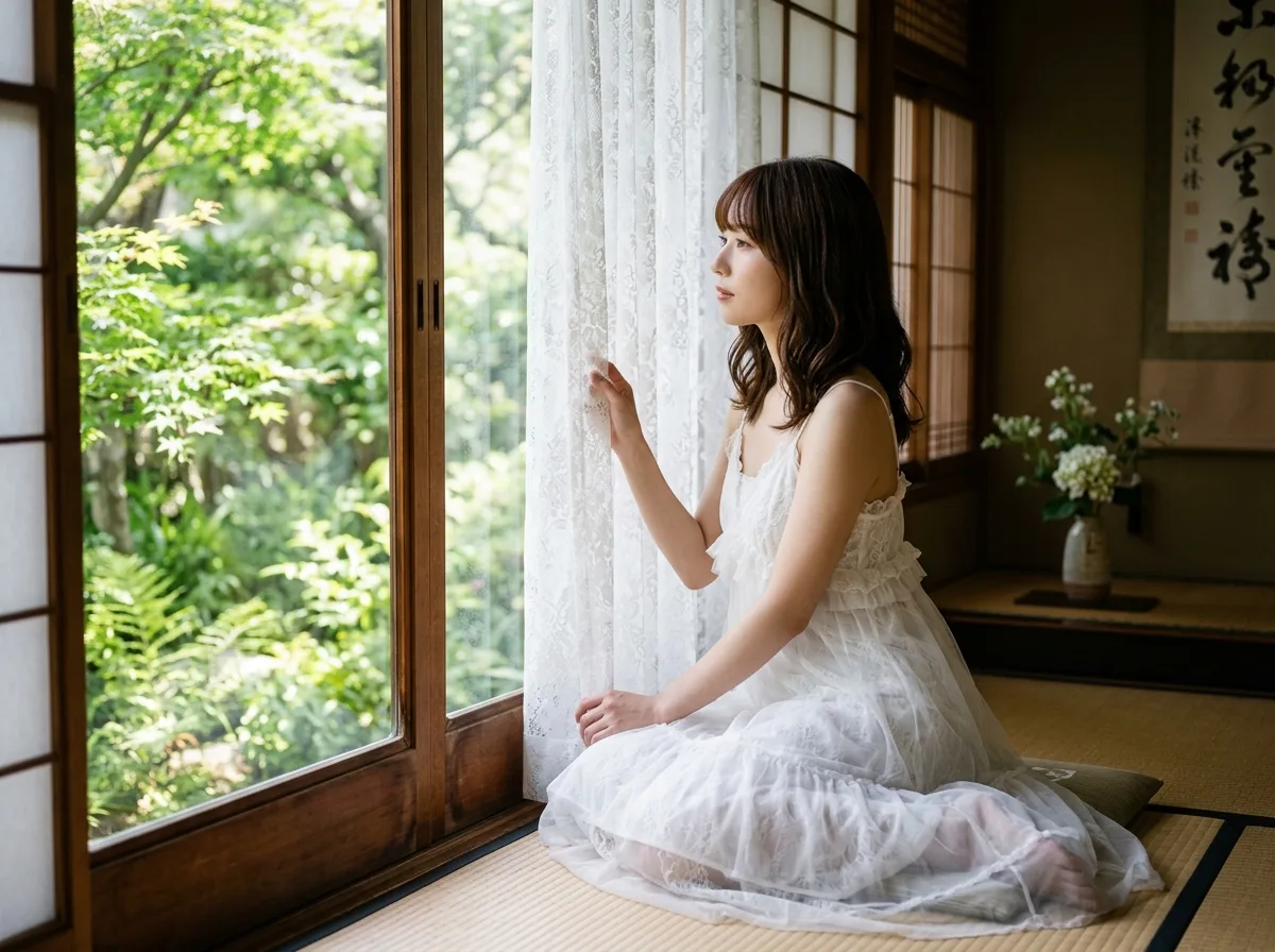 Washitsu Lace Curtains: Light and White Gauze