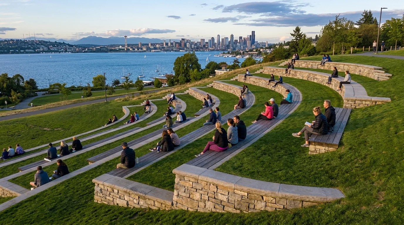 Tiered Seating Embedded in a Slope: Seats Carved Along the Terrain