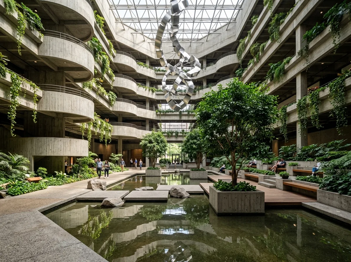 Planting and Sculpture in the Water Courtyard: An Indoor Public Space