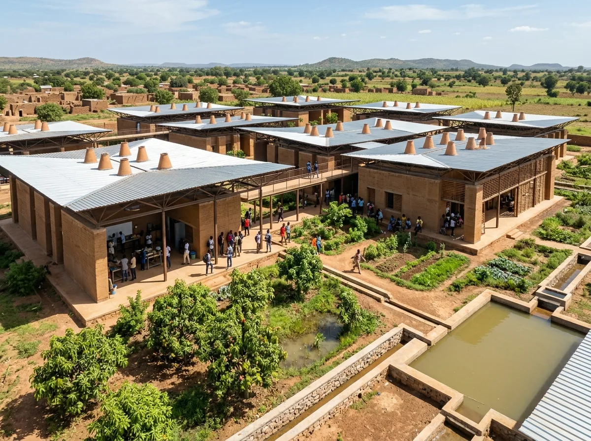 Climate-Adaptive Institute of Technology: Compressed Earth Construction and Productive Landscapes