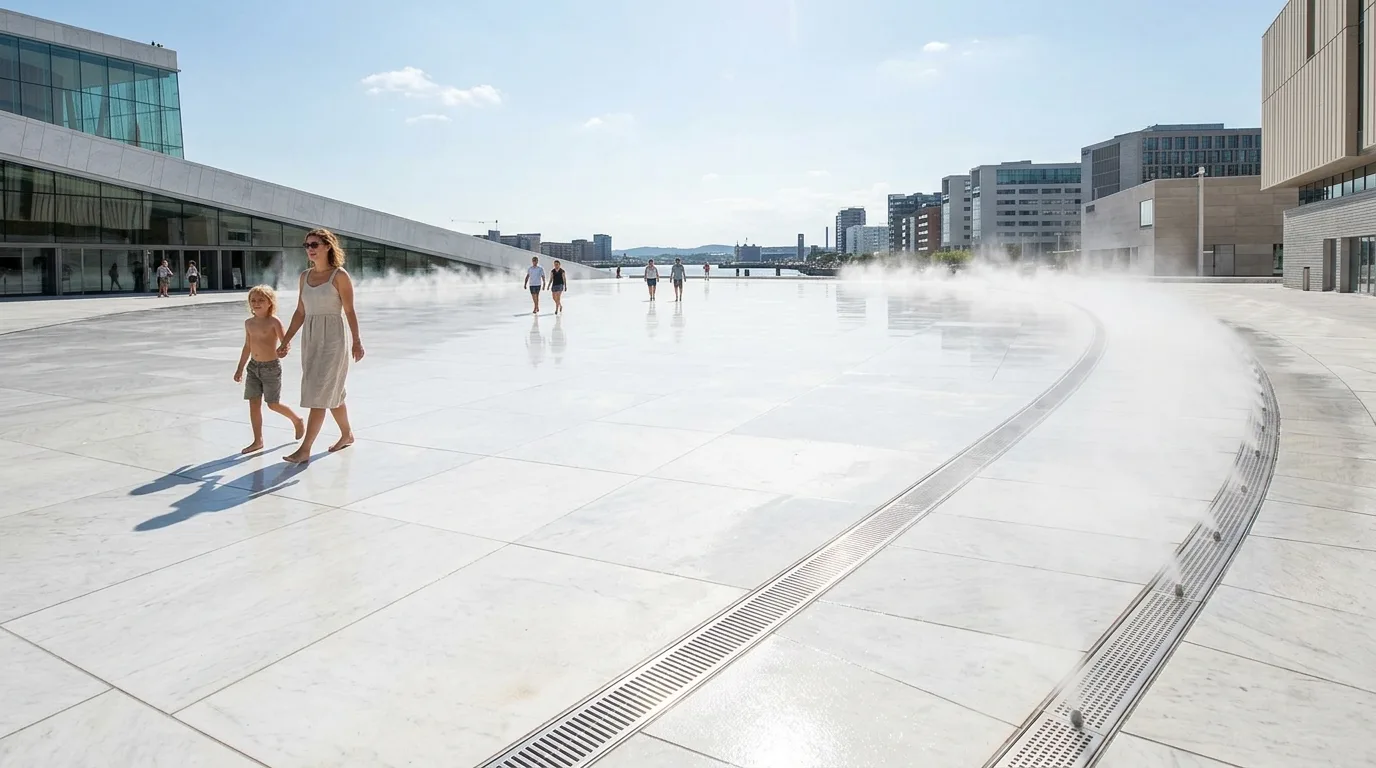 Cooling a Marble Plaza: Relying on Reflectivity, Not Air Conditioning