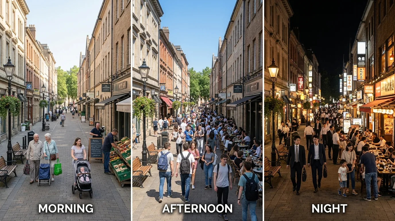 Three Times a Day: The Same Street, Three Kinds of People