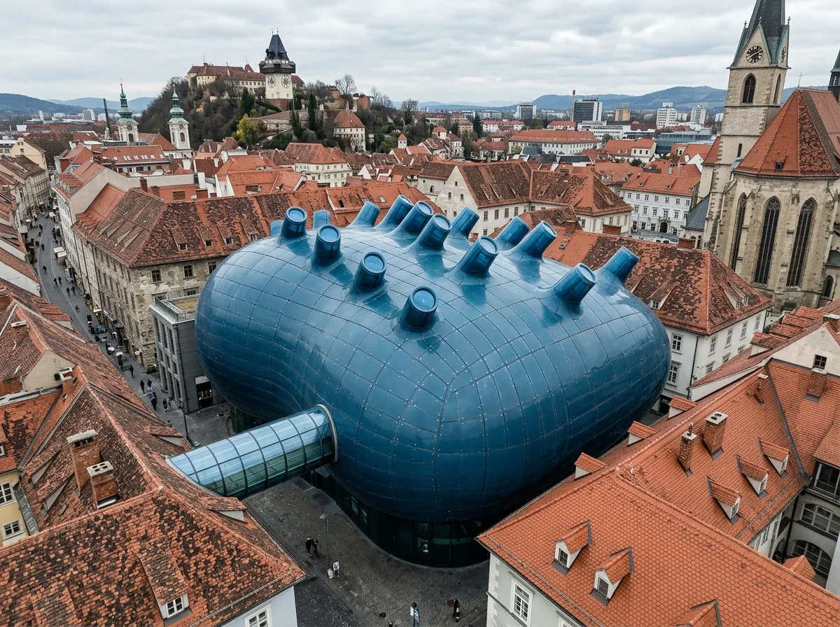 Friendly Aliens: Blue Biomorphic Volumes and Nozzle Skylights