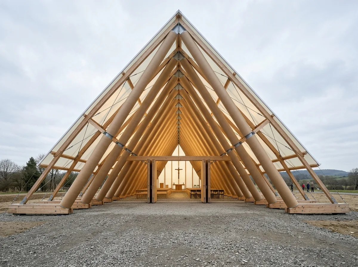 Paper Tube Church: Light Under Translucent Membrane