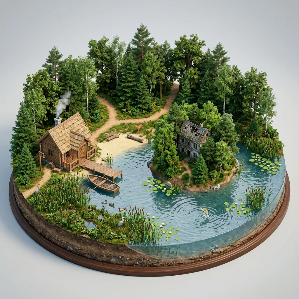 湿地湖畔的小屋世界