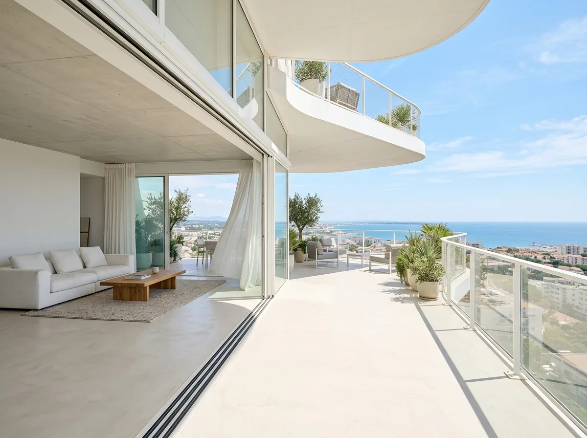Cantilever Balcony Residence Interior: Living Extended Outdoors