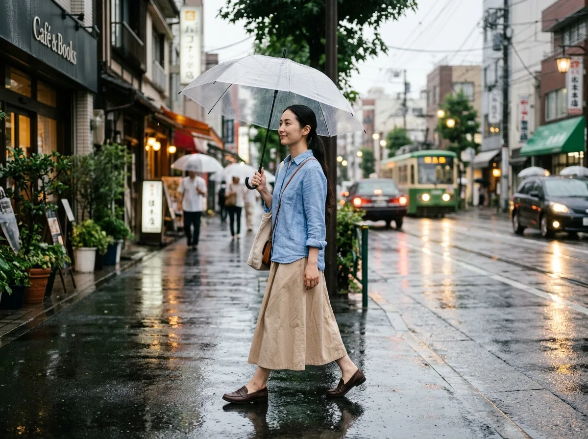 雨の日の透明な傘