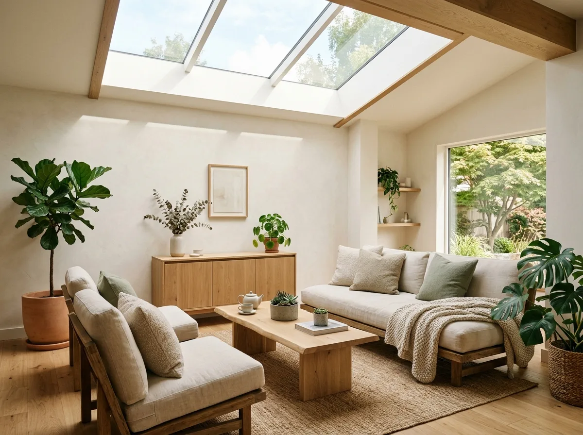 Healing Living Room Under the Skylight