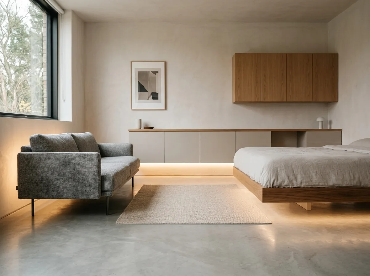 Furniture is not on the floor or against the wall