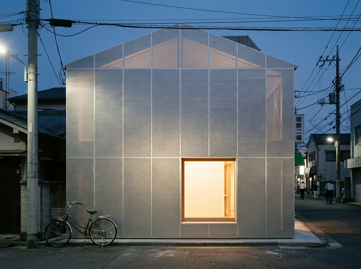 Small House with Perforated Aluminum Facade: A Translucent Boundary