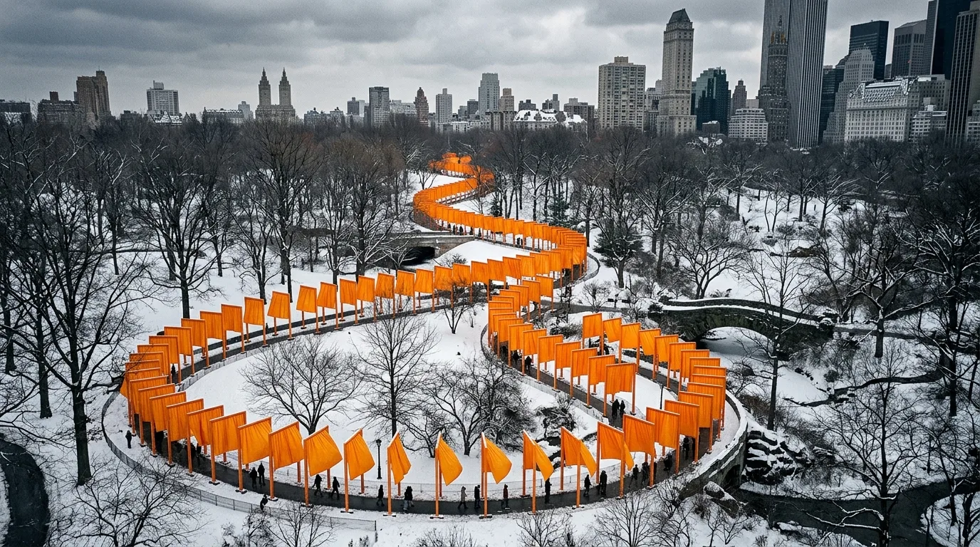 Christo and Jeanne-Claude | The Gates: Seven Thousand Orange Fabric Umbrellas in New York's Central Park