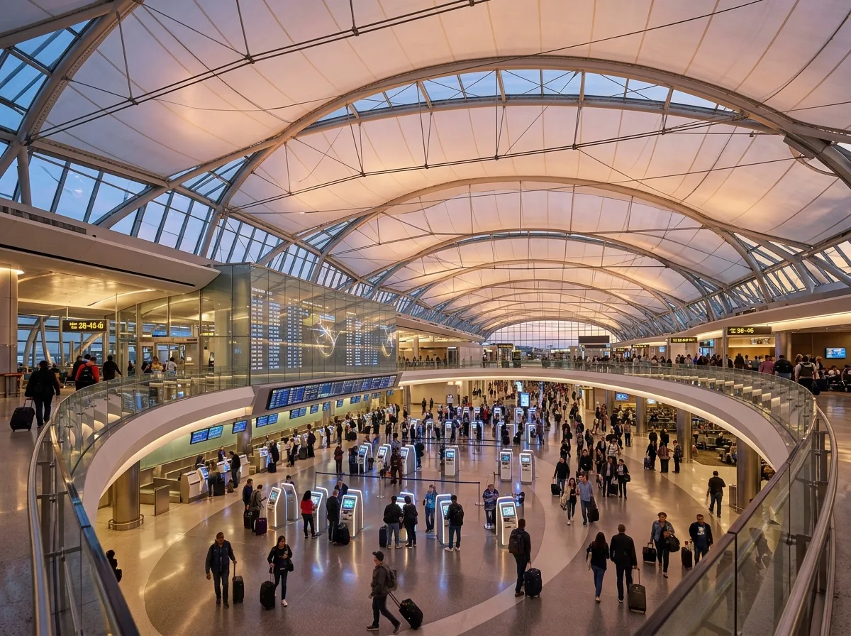 Future Terminal Flowing Light and Shadow: Interactive Interface and Lightweight Canopy