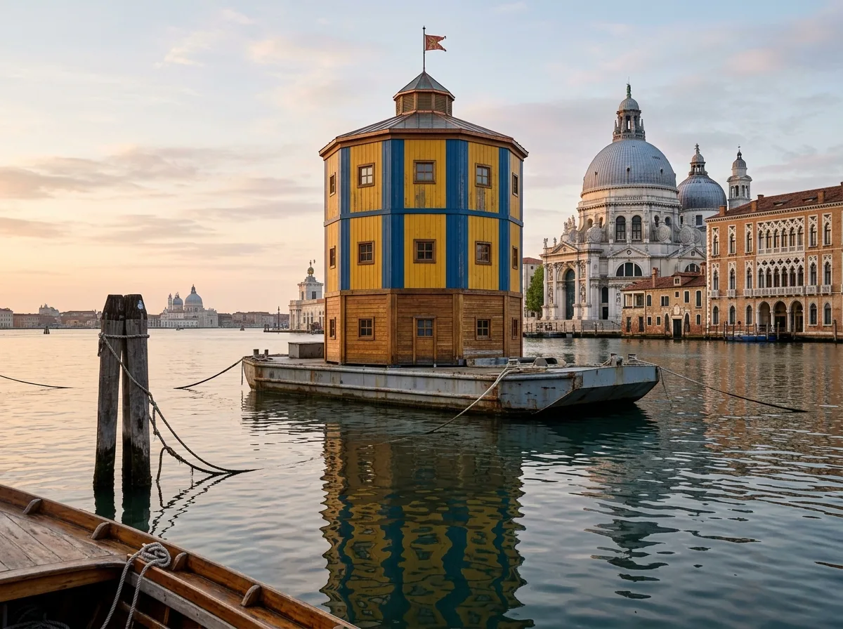 Floating Theater: A Detachable Octagonal Wooden Tower