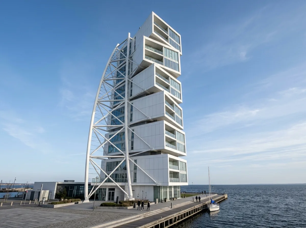 A Residential Tower Twisted Ninety Degrees: A Spiral of Stacked Cubes