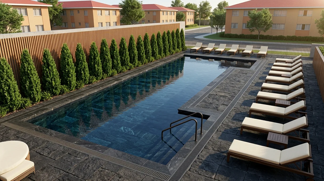 Renovation of an Old Community Pool: Before & After from the Same Angle